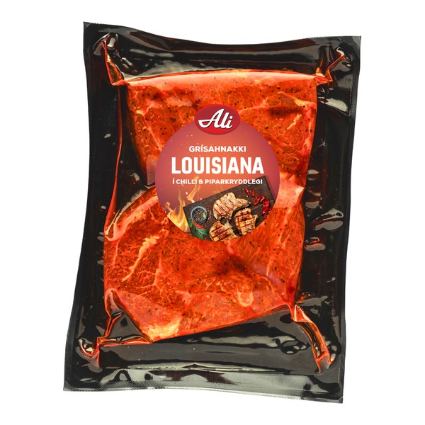 Grísahnakki Louisiana í chilli og piparkryddlegi